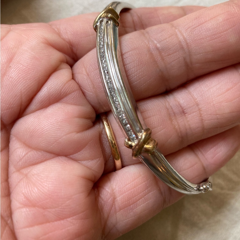 Diamonds 1/5ctw Sterling Silver 925 Spring‎ Hinged Bracelet Safety Clasp X - Picture 13 of 14